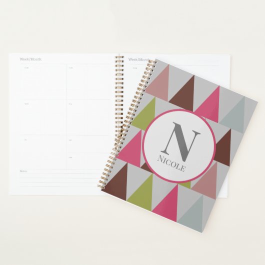 Multicolor-Dreieck-Muster mit Name Initial Planer (Anzeige)