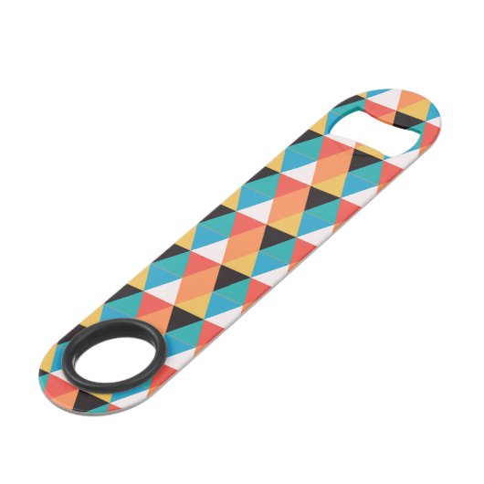 Multicolor-Dreieck-Muster Speed Flaschenöffner (Vorderseite Schrägansicht)