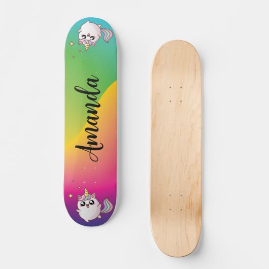 Multicolor-Einhorn Skateboard (Vorderseite)
