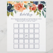 Multicolor Elegant Floral Bridal Bingo Spiel (Vorderseite)