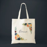 Multicolor Elegant Floral Bridesmaid Tragetasche<br><div class="desc">This multicolor elegant floral bridesmaid tote is the perfect wedding gift to present your bridesmaids and maid of honor for a summer wedding. The design featly neatly hand-drawn bouquets of pink,  blush,  yellow,  burgundy,  red,  indigo flowers and green foliage,  inspiring natural beauty.</div>