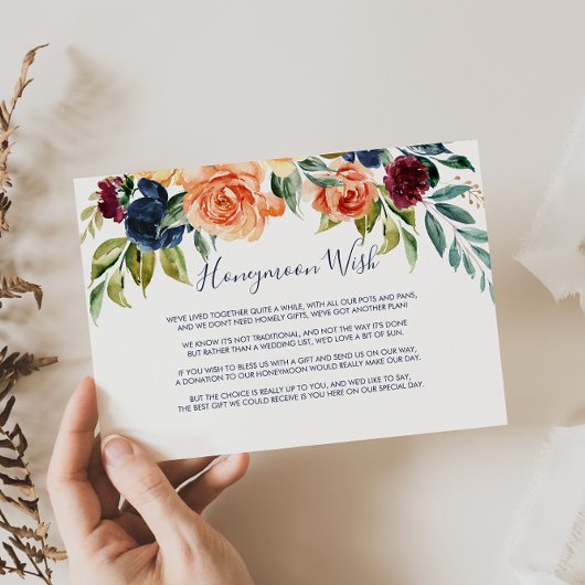 Multicolor Elegant Floral Honeymoon Wish Begleitkarte
