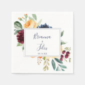 Multicolor Elegant Floral Wedding Napkin Serviette (Vorderseite)