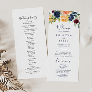 Multicolor Elegant Floral Wedding Program Programm