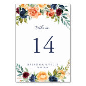 Multicolor Elegant Floral Wedding Tischnummer (Vorderseite)