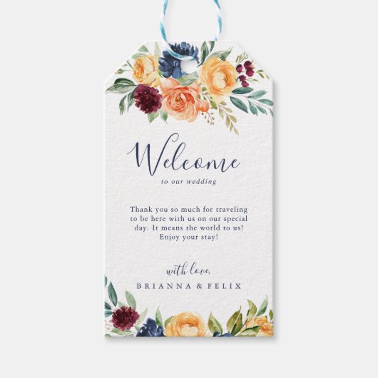 Multicolor Elegant Hochzeitsempfang Geschenkanhänger (Vorderseite)