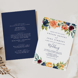 Multicolor Elegante Blumenfront & Back Wedding in Einladung