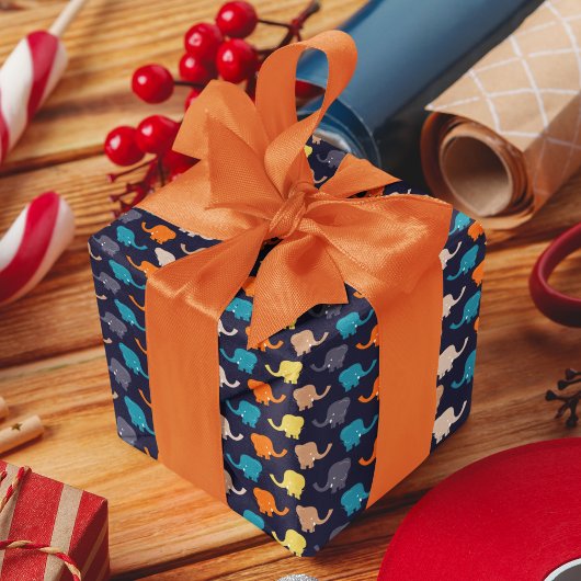 Multicolor Elephant Cartoon Geschenkpapier