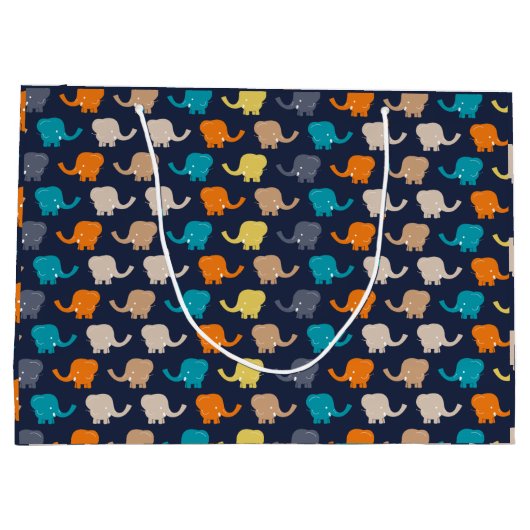 Multicolor Elephant Cartoon Große Geschenktüte (Rückseite)