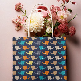 Multicolor Elephant Cartoon Große Geschenktüte