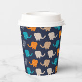 Multicolor Elephant Cartoon Pappbecher (Rückseite)