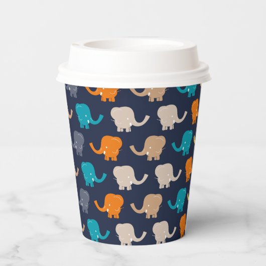Multicolor Elephant Cartoon Pappbecher (Rückseite)