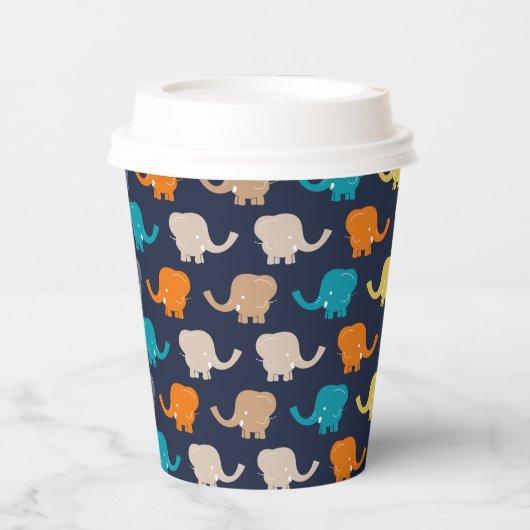 Multicolor Elephant Cartoon Pappbecher (Vorderseite)