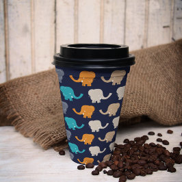 Multicolor Elephant Cartoon Pappbecher