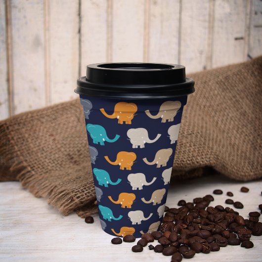 Multicolor Elephant Cartoon Pappbecher