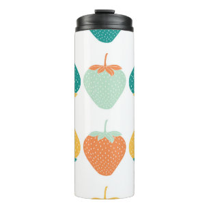 Multicolor Erdbeeren: Vintages Fruchtmuster. Thermosbecher