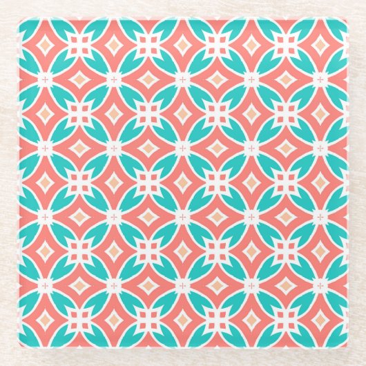 Multicolor-Ethno-Muster Glasuntersetzer (Vorderseite)