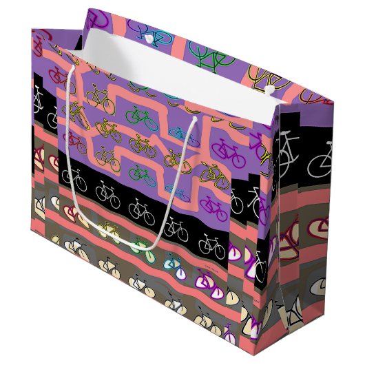 Multicolor-Fahrräder Große Geschenktüte (Vorderseite Schrägansicht)