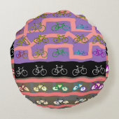 Multicolor-Fahrräder Rundes Kissen (Rückseite)