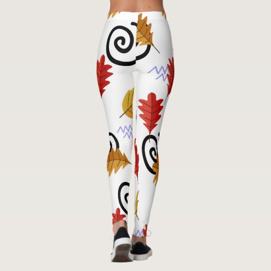 Multicolor Fall Geographische Blätter Leggings (Rückseite)