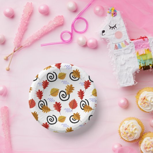 Multicolor Fall Geographische Blätter Pappteller (Party)