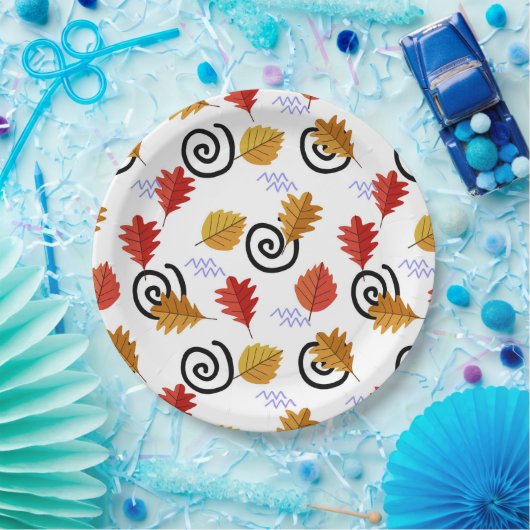 Multicolor Fall Geographische Blätter Pappteller (Party)