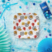 Multicolor Fall Geographische Blätter Pappteller (Party)