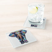 Multicolor-Festgläser-Elephant 3 Glasuntersetzer (Schrägansicht)