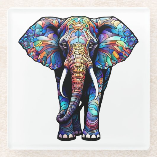 Multicolor-Festgläser-Elephant 3 Glasuntersetzer (Vorderseite)