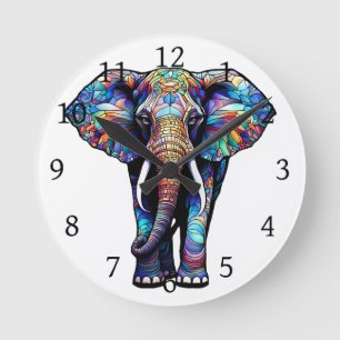 Multicolor-Festgläser-Elephant 3 Runde Wanduhr