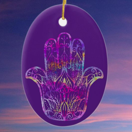 Multicolor Filigree Hamsa Keramik Ornament