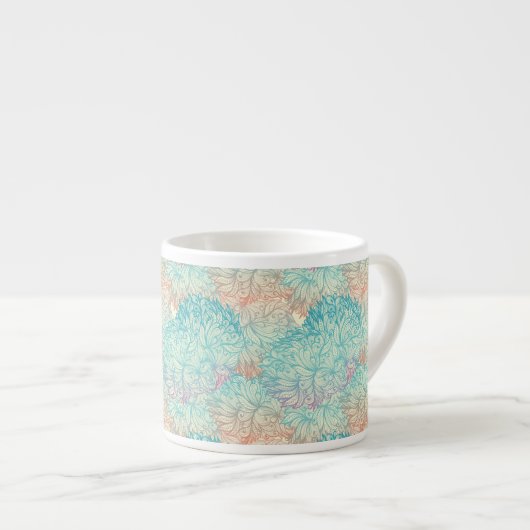 Multicolor Floral Doodle Muster Espressotasse (Vorderseite Rechts)