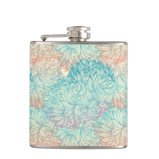 Multicolor Floral Doodle Muster Flachmann (Vorderseite)