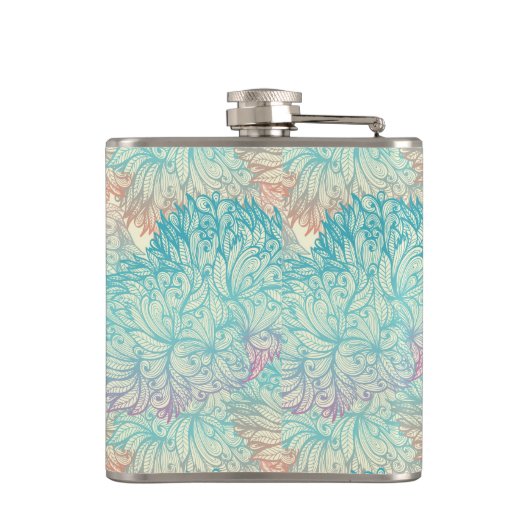 Multicolor Floral Doodle Muster Flachmann (Rückseite)