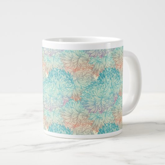 Multicolor Floral Doodle Muster Jumbo-Tasse (Vorderseite Rechts)