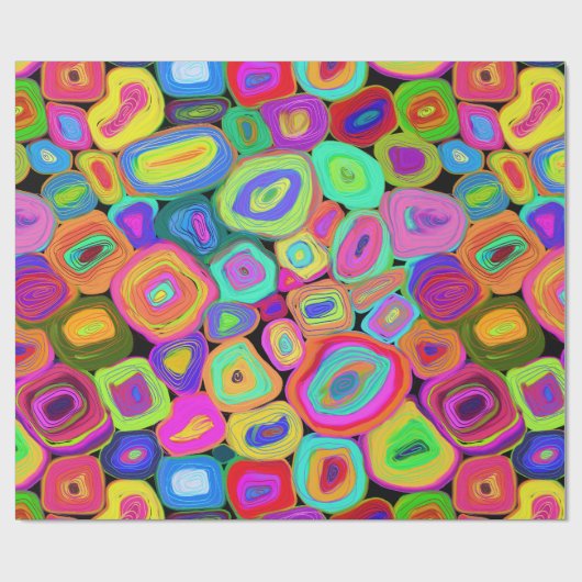 Multicolor Funky Circles Ölgemälde Geschenkpapier (Flach)
