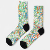 Multicolor gebogenes Linienmuster - Retro-Farbe Socken (Linkes Detail)