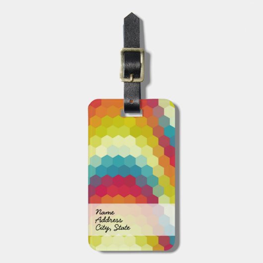 Multicolor Geometric Hexagon Muster Gepäckanhänger (Vorderseite vertikal)