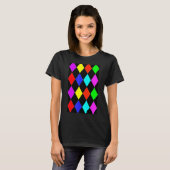 Multicolor Geometric Large Harlequin Pattern T-Shirt (Vorne ganz)
