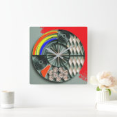 Multicolor Geometric Quilling-Style Mandala Quadratische Wanduhr (Zuhause)