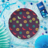 Multicolor-Glitzer Halloween-Muster Pappteller (Party)