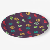 Multicolor-Glitzer Halloween-Muster Pappteller (Schrägansicht)