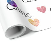 Multicolor Glitzer Hearts Girly Wrapping Paper Geschenkpapier (Rolleneckpunkt)
