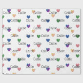 Multicolor Glitzer Hearts Girly Wrapping Paper Geschenkpapier (Flach)