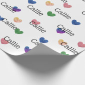 Multicolor Glitzer Hearts Girly Wrapping Paper Geschenkpapier (Ecke)