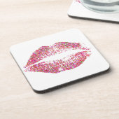 Multicolor Glitzer Lips #11 Getränkeuntersetzer (Linke Seite)