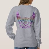 Multicolor Glitzer Skull Wings Mit Monogramm Sweatshirt (Rückseite)