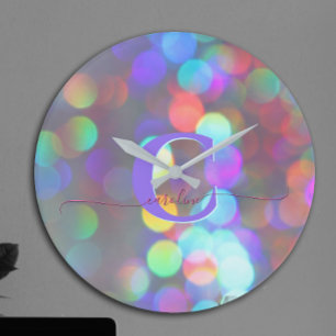 Multicolor-Glitzern Große Wanduhr