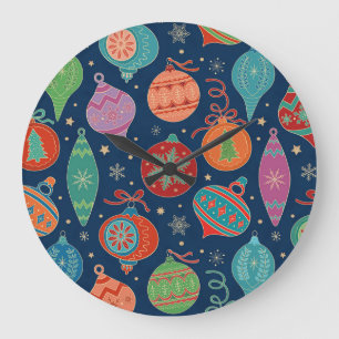 Multicolor-Gold-Weihnachtsbaum-Dekoration Große Wanduhr