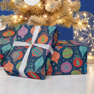 Multicolor Gold Weihnachtsbaum Dekoration Muster Geschenkpapier